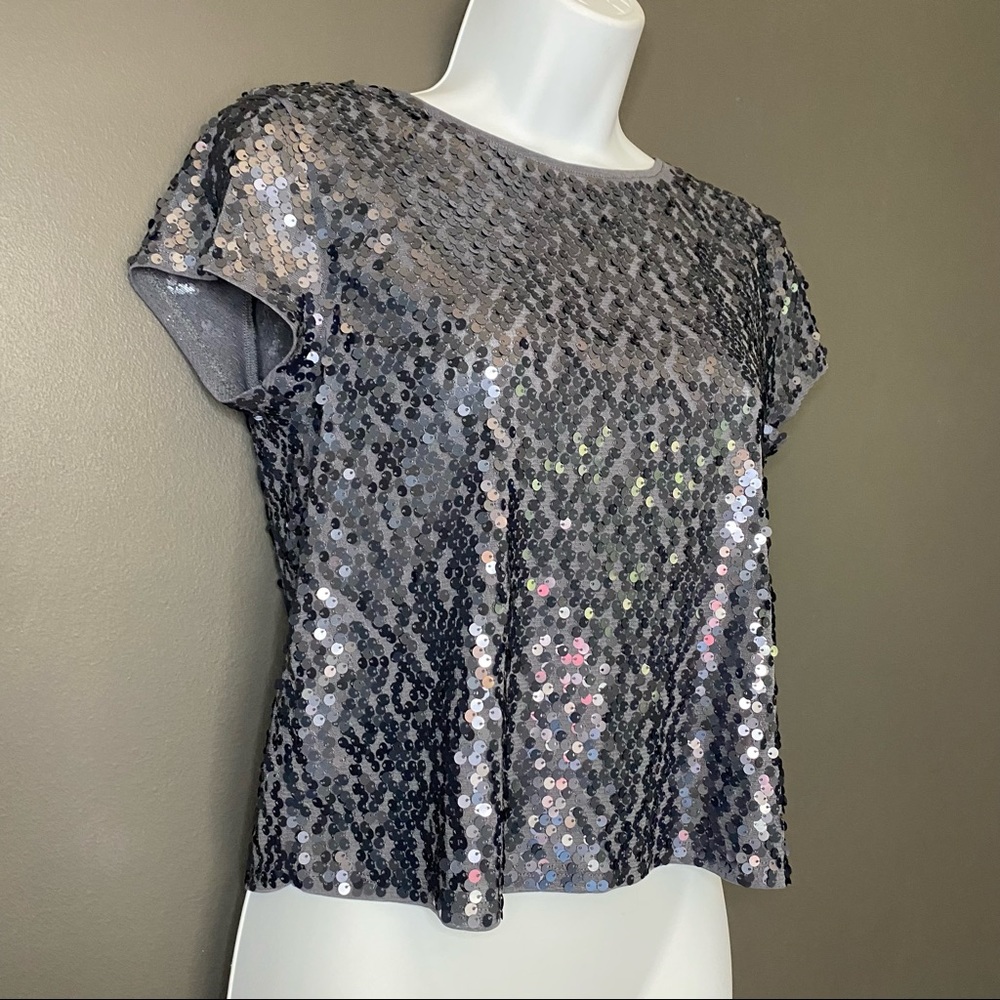 Express Gray Sequins Top